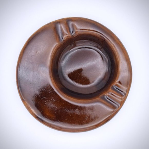 Western Stoneware MCM Round Ashtray Brown Glossy Monmouth IL Vintage Smooth Edge - Picture 5 of 7